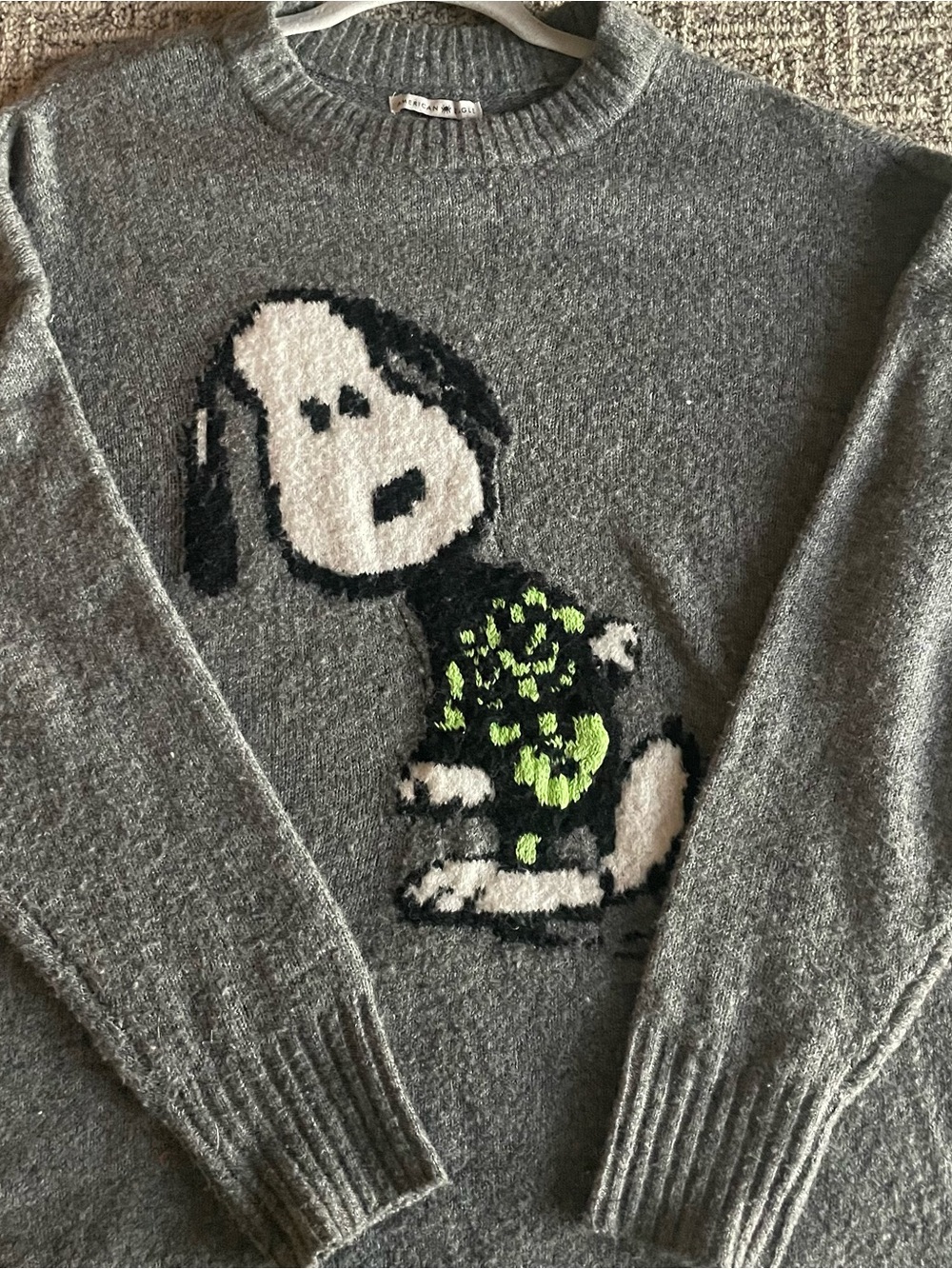 American Eagle Snoopy Halloween Skeleton Oversized Sweater - Picture 6 of 9
